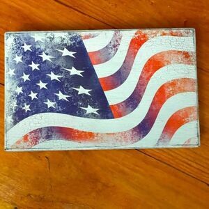 Mayberry Corner 6” x 10” wooden American flag wall art desk office display